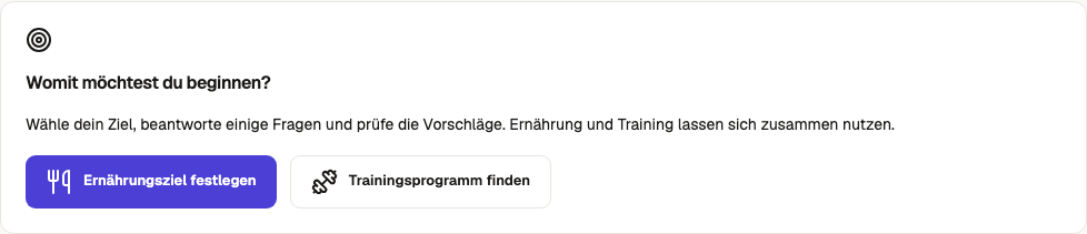 Beginne mit deinem Ziel: Ernährung und Training haben jeweils einen klaren ersten Schritt.